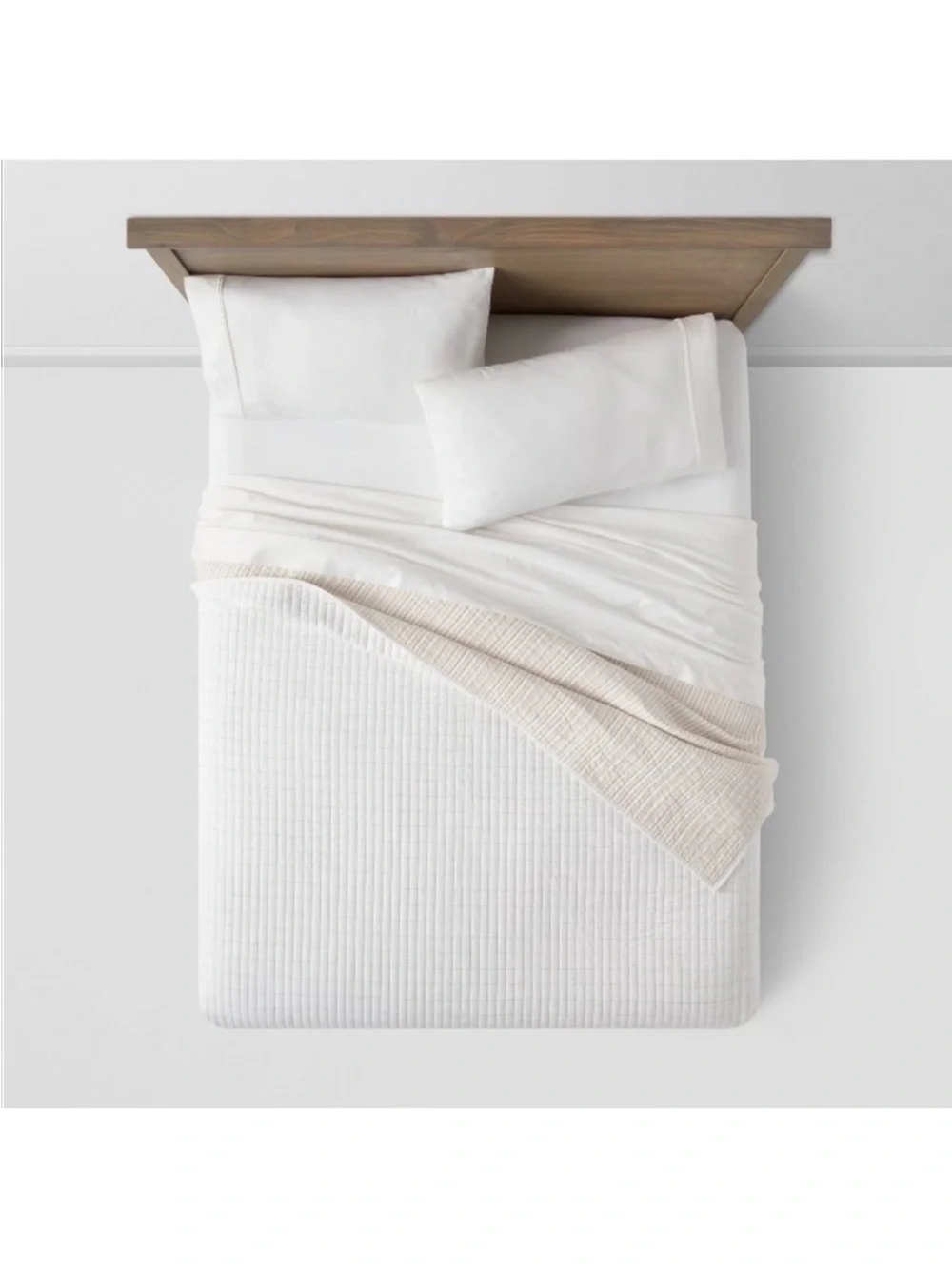 NWT Full/Queen Reversible Cotton Stripe Quilt Khaki - Threshold